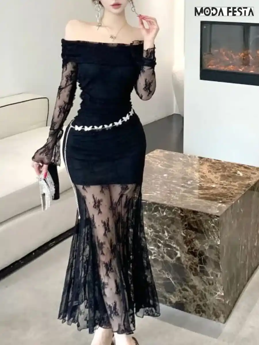 Elegant Off Shoulder Lace Style Dress